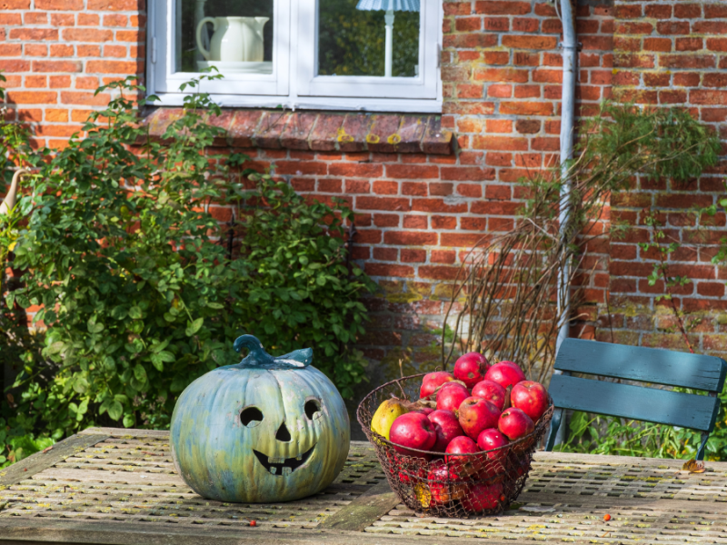 Halloween-Deko im Garten.